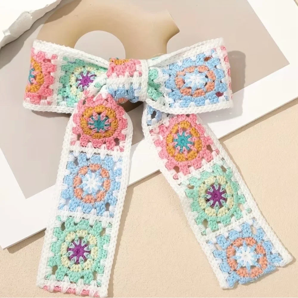 Crochet Floral Hair Bow Clips (Set of 3) | Cottagecore Romantic Hair Accessories